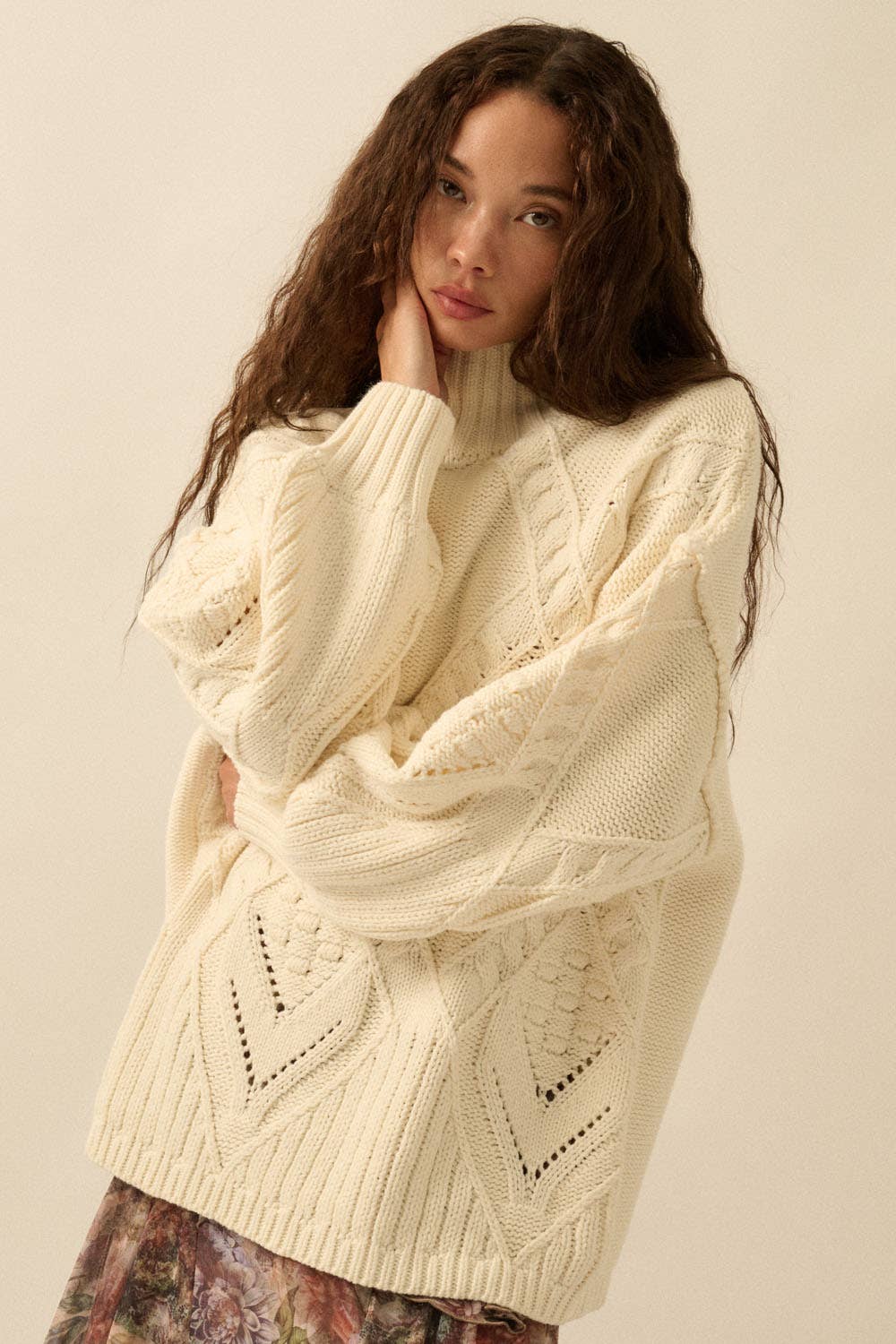 Pria Cable Knit Tunic Sweater