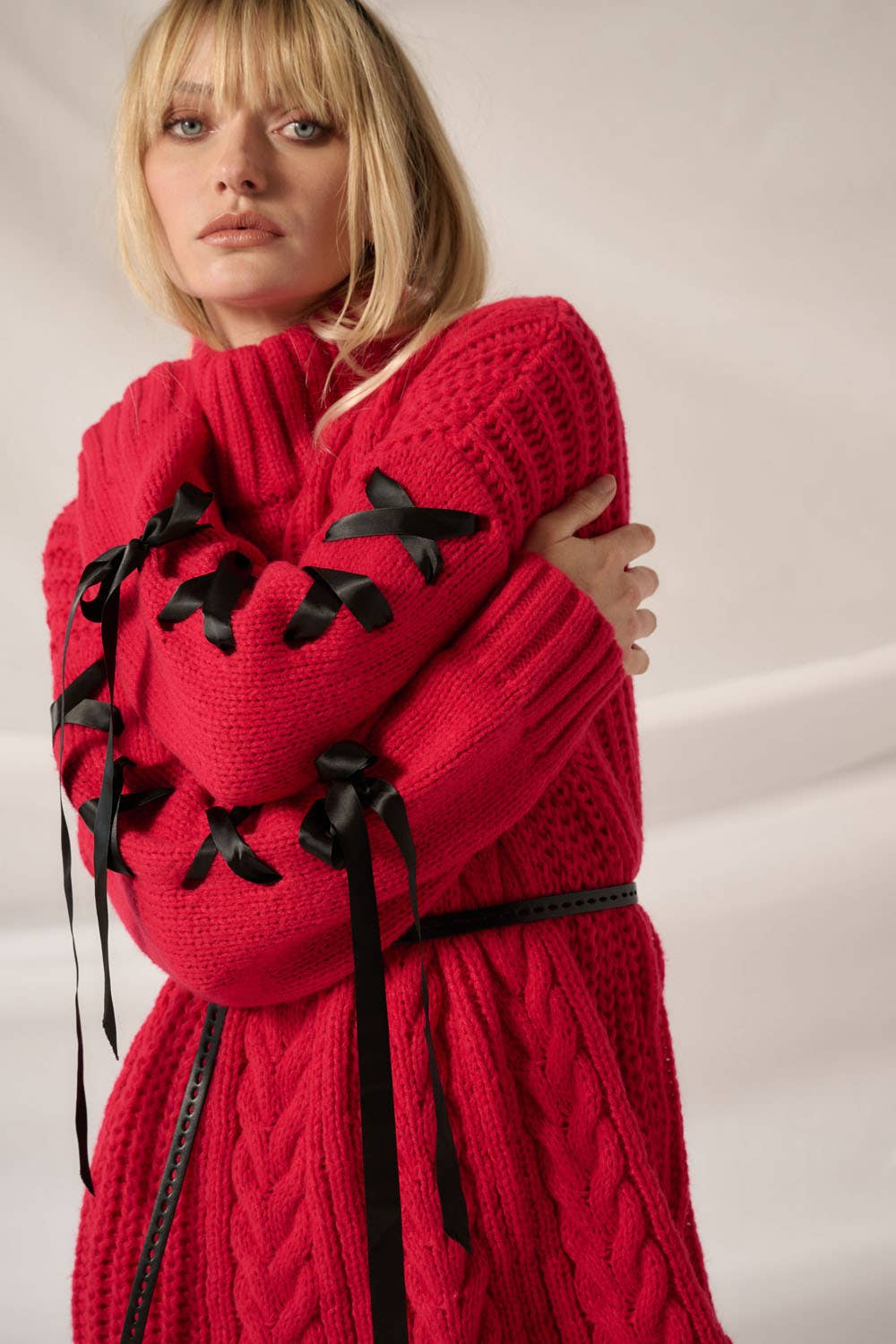 Meredith Ribbon Cable Knit Dress - Two Colors