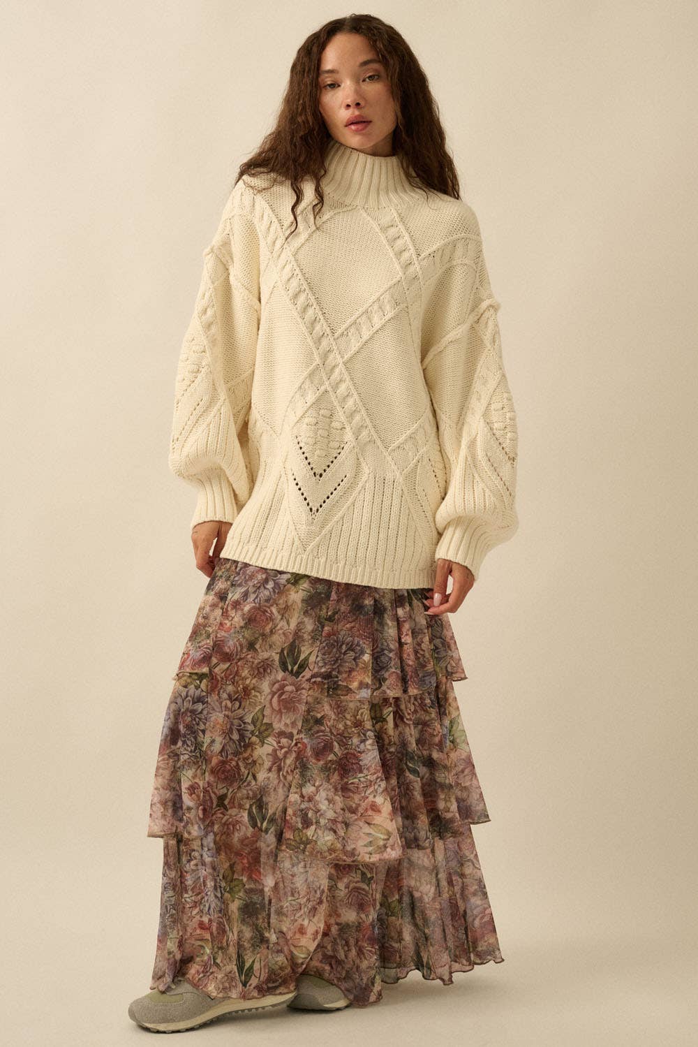 Pria Cable Knit Tunic Sweater
