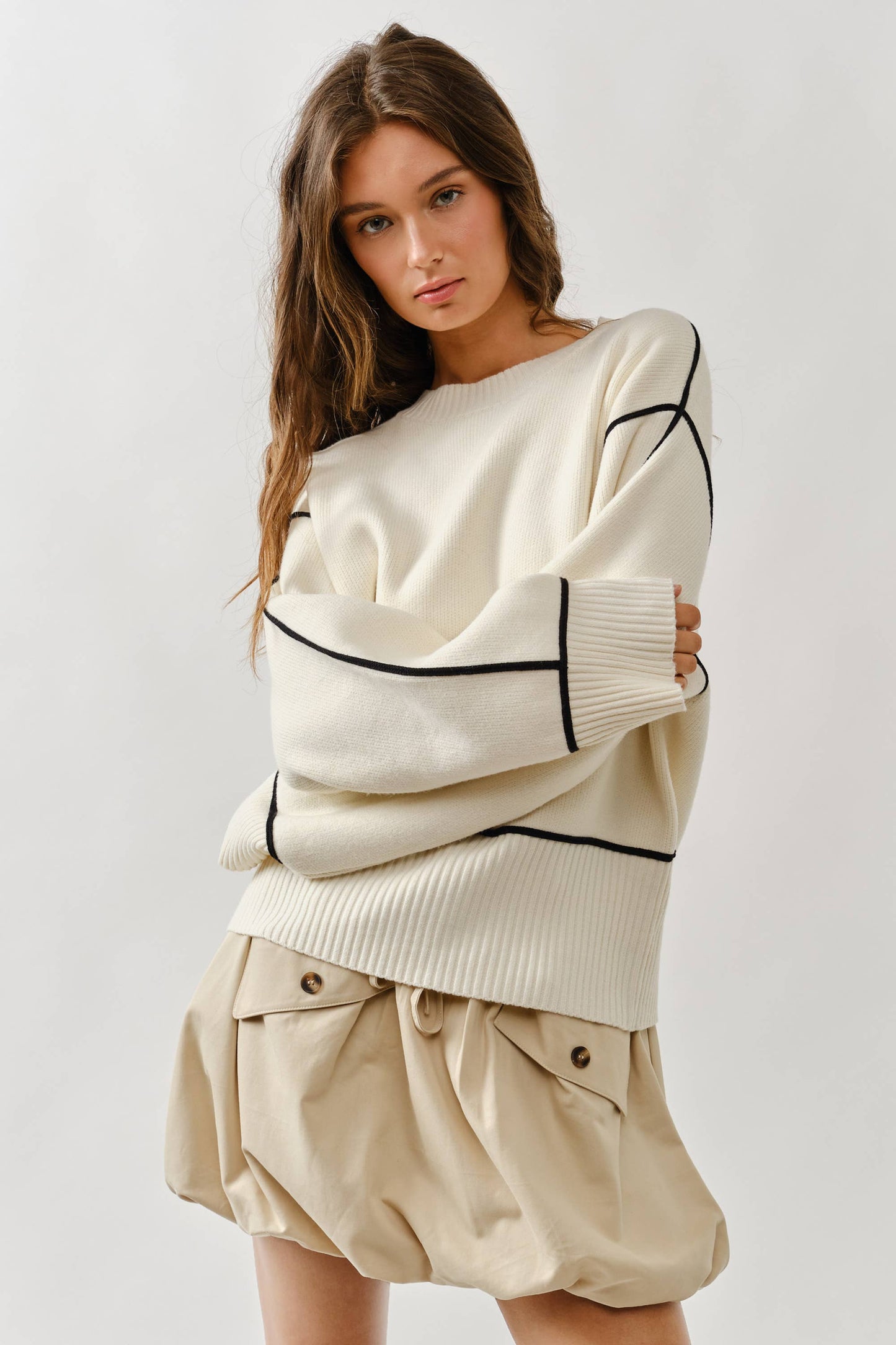 Aria Contrast Stitch Sweater