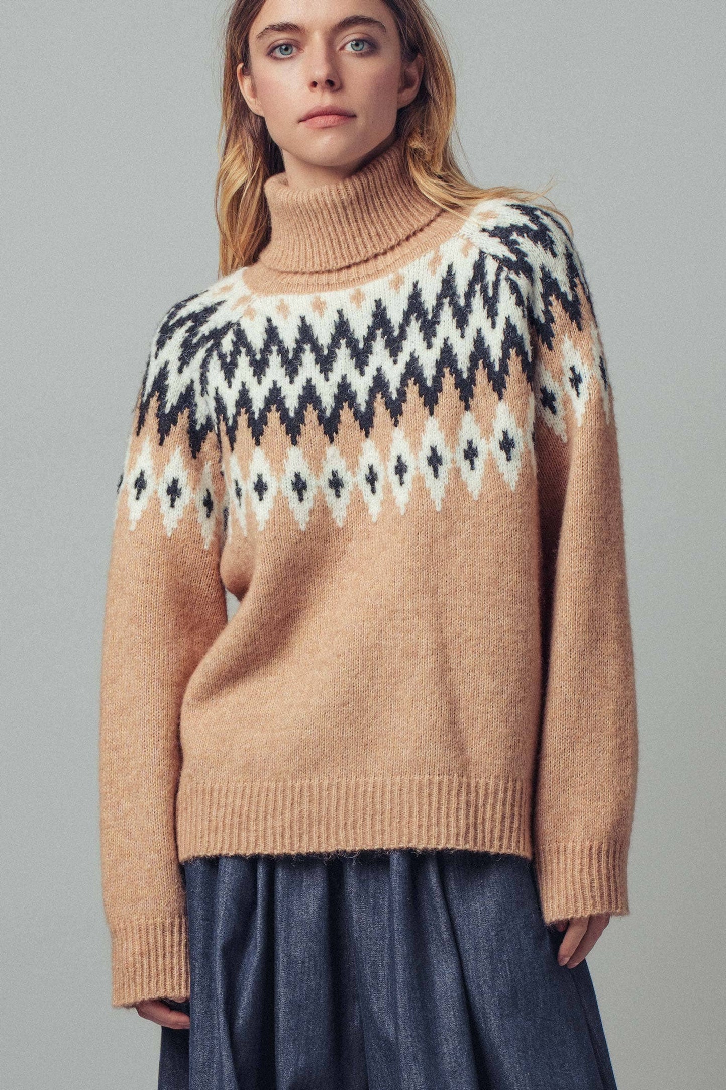 Zoey Fair Isle Turtleneck Sweater