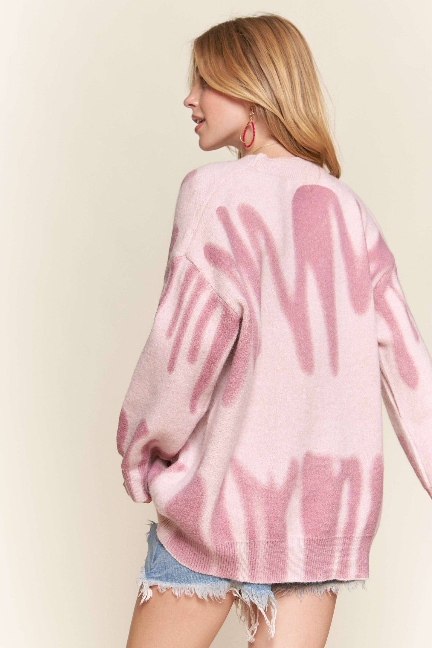 Graffiti Drop Shoulder Sweater - Two Colors