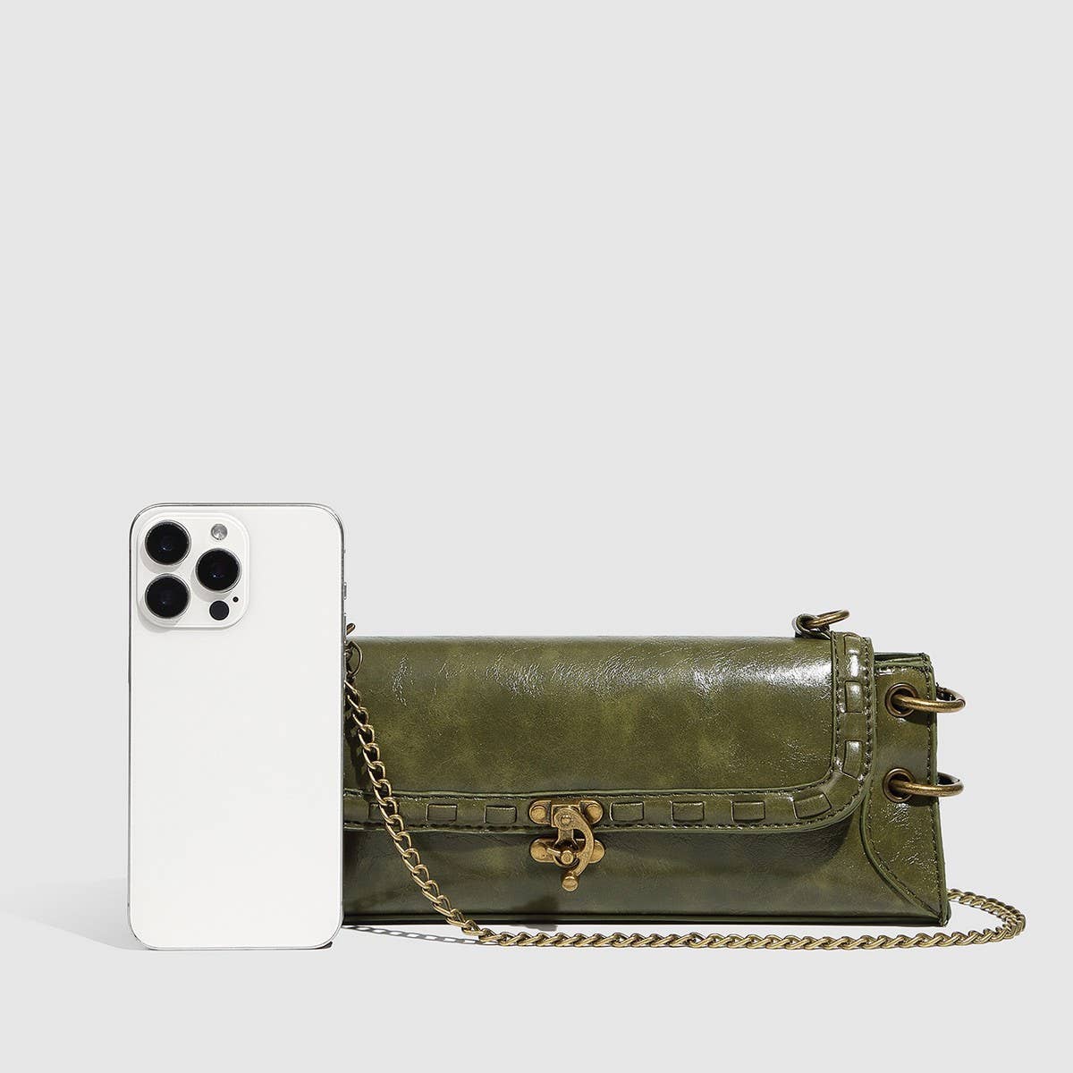 Jewel Lock Chain Crossbody Clutch