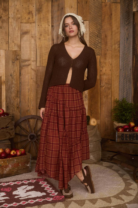 Leila Plaid Handkerchief Hem Skirt