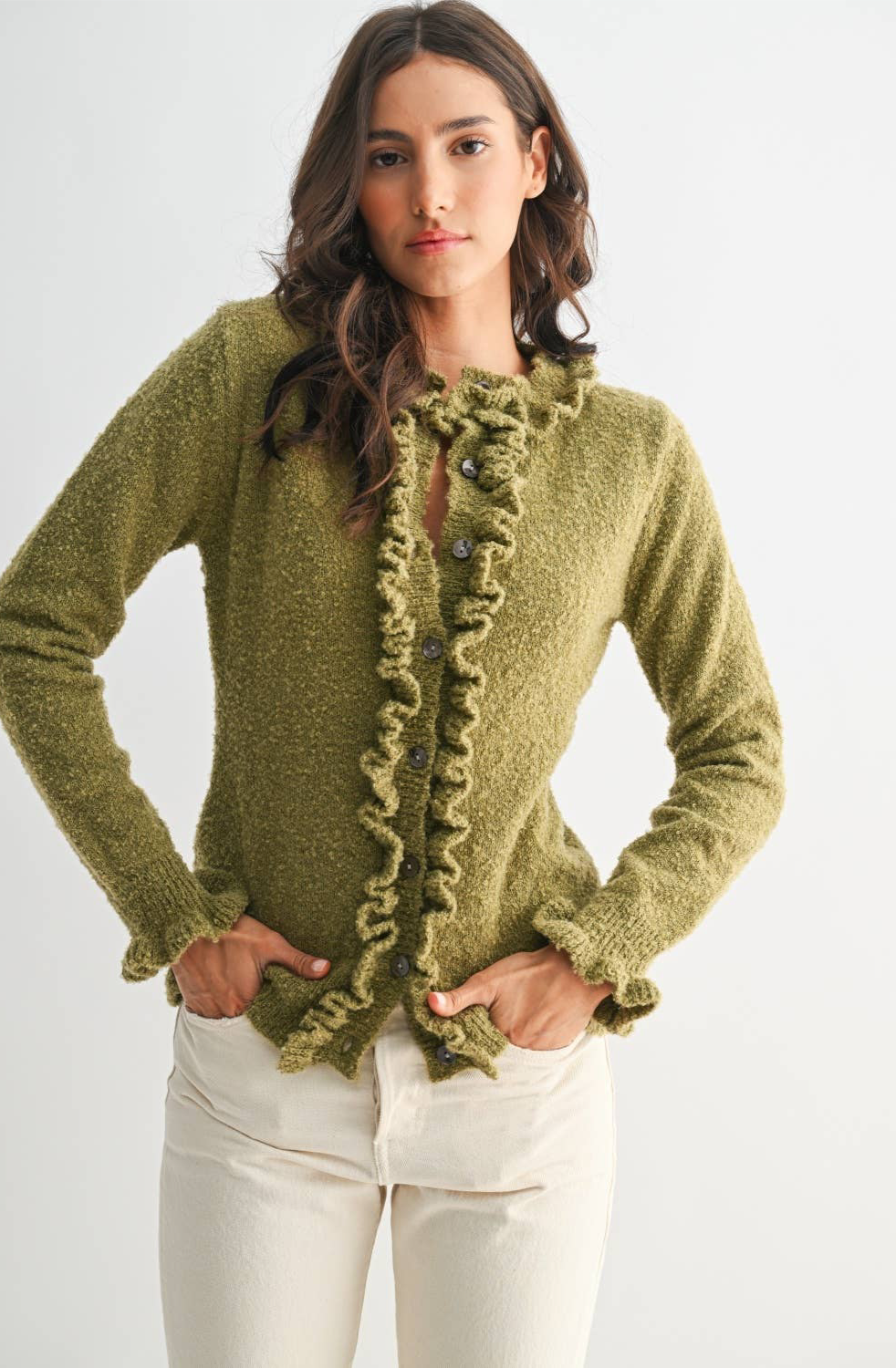 Camille Ruffle Trim Cardigan