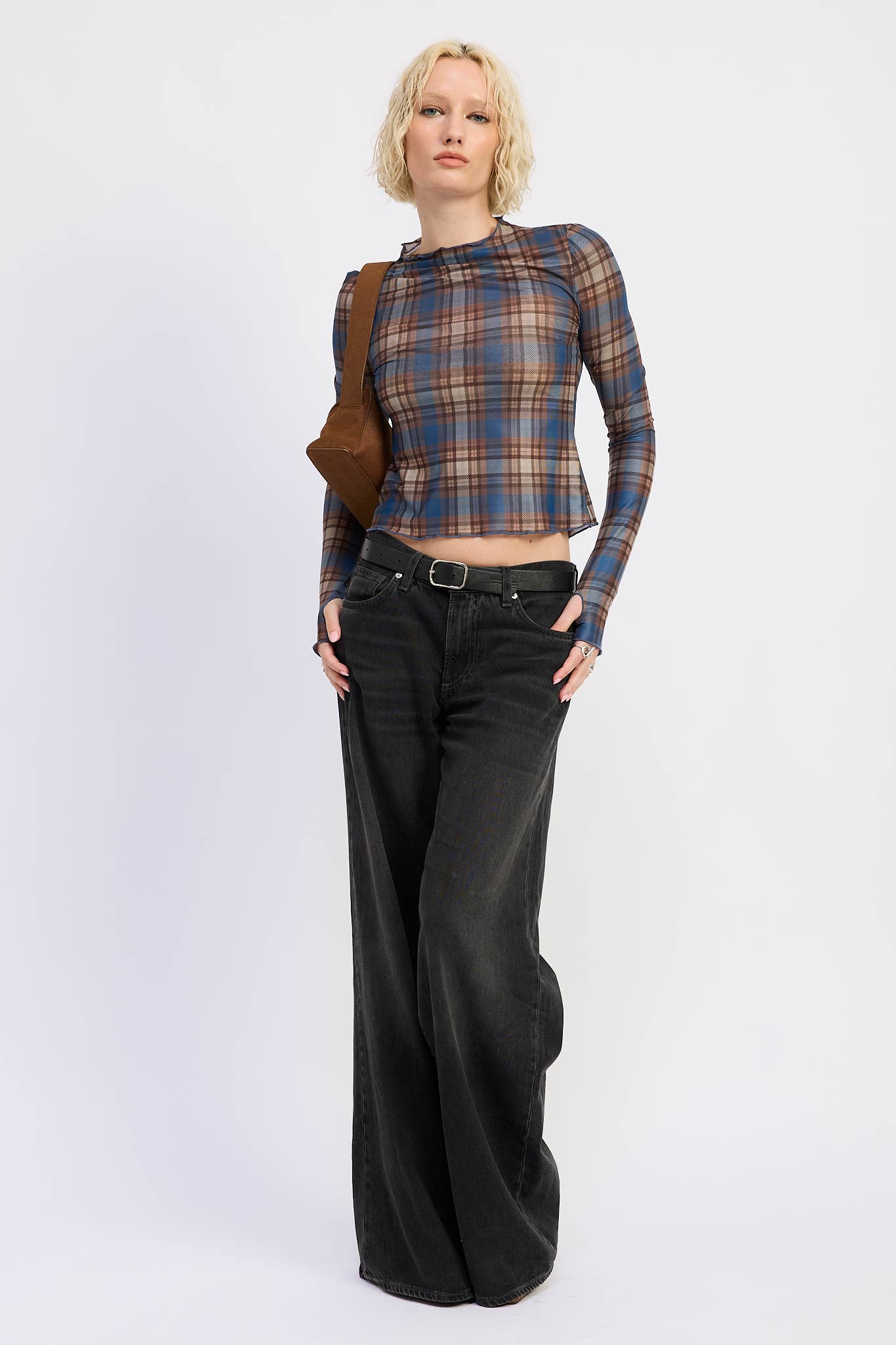 Daria Plaid Mesh Top
