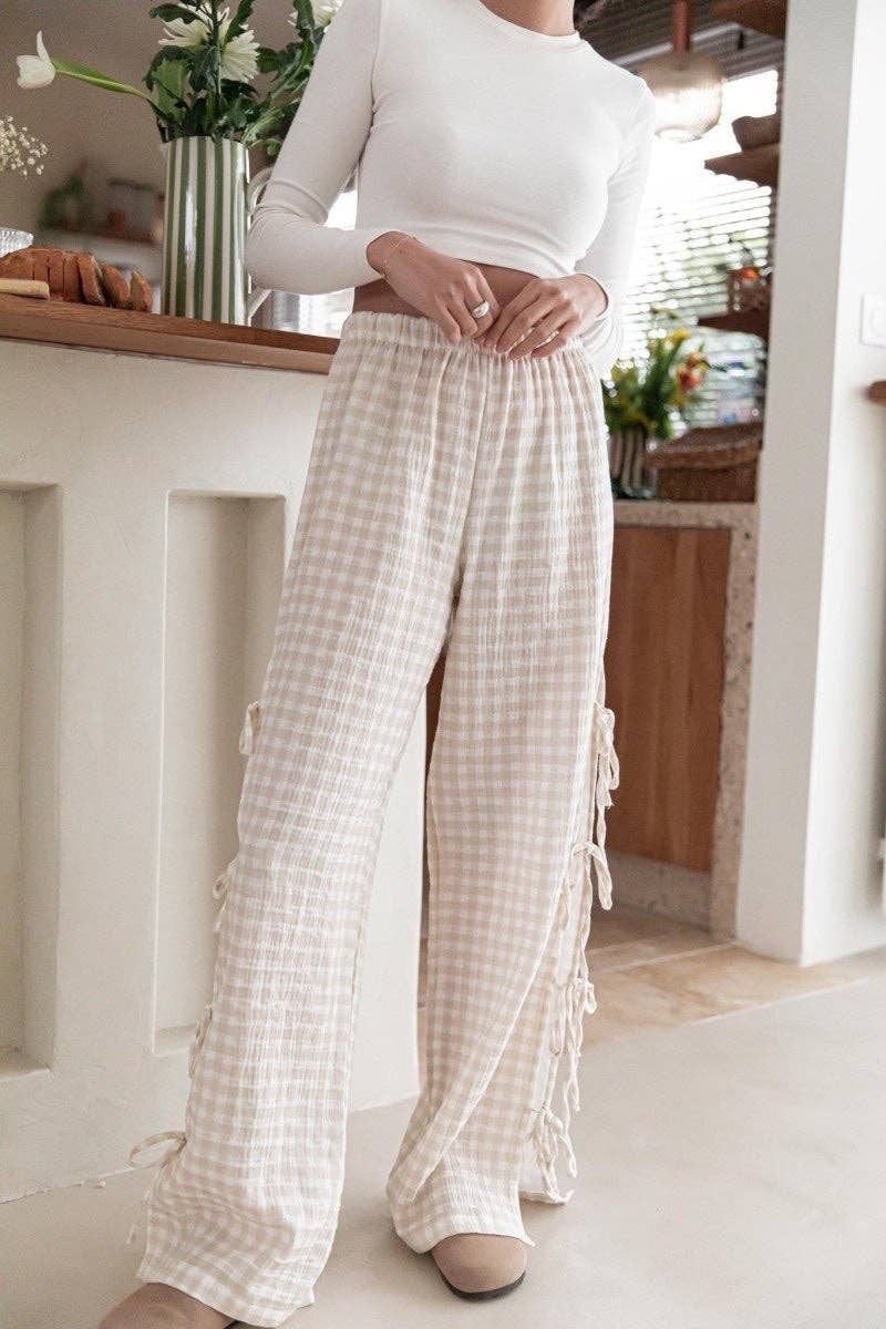 Tessa Gingham Tie Pants- Two Colors