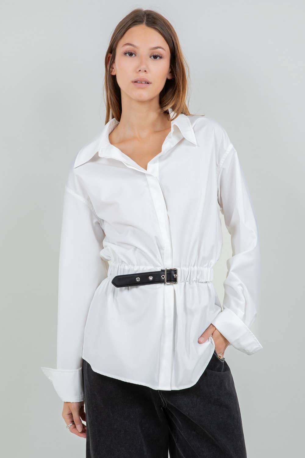 Serena Poplin Belted Shirt