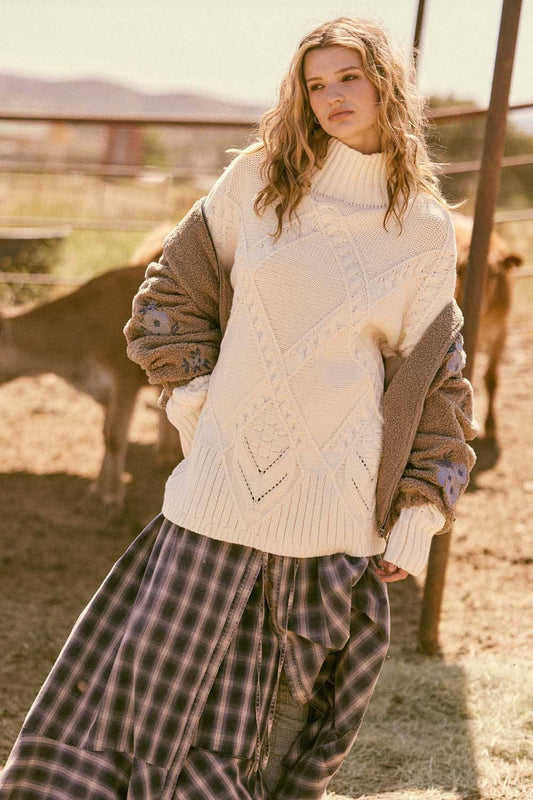 Pria Cable Knit Tunic Sweater