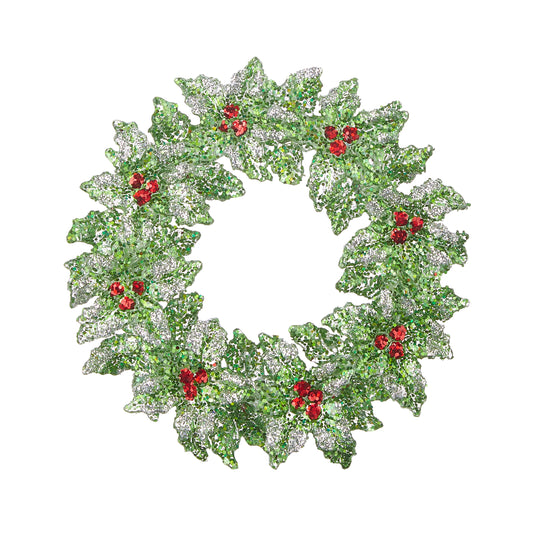 5.25" Glitter Wreath Ornament - Green