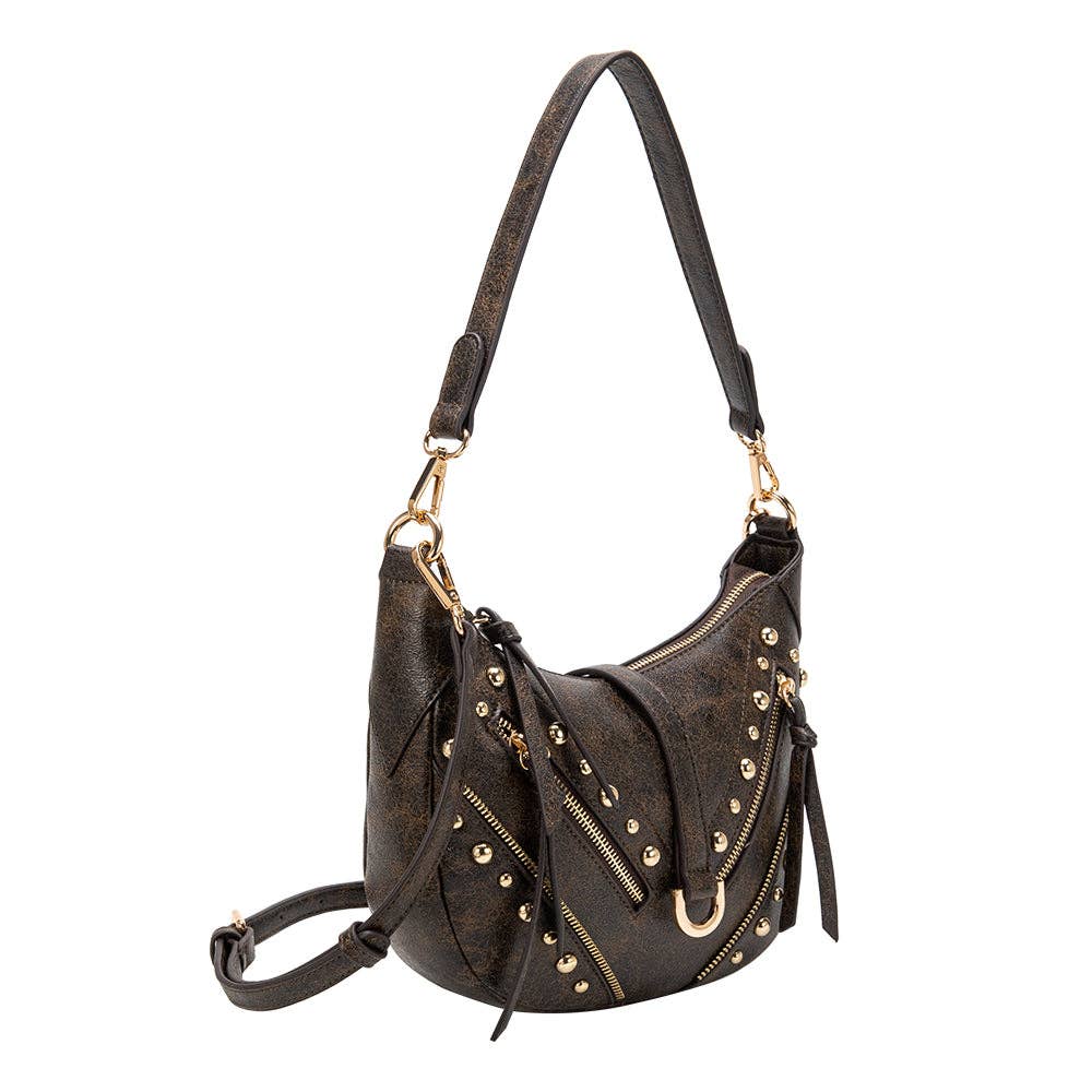 Maeve Studded Shoulder Bag - Espresso