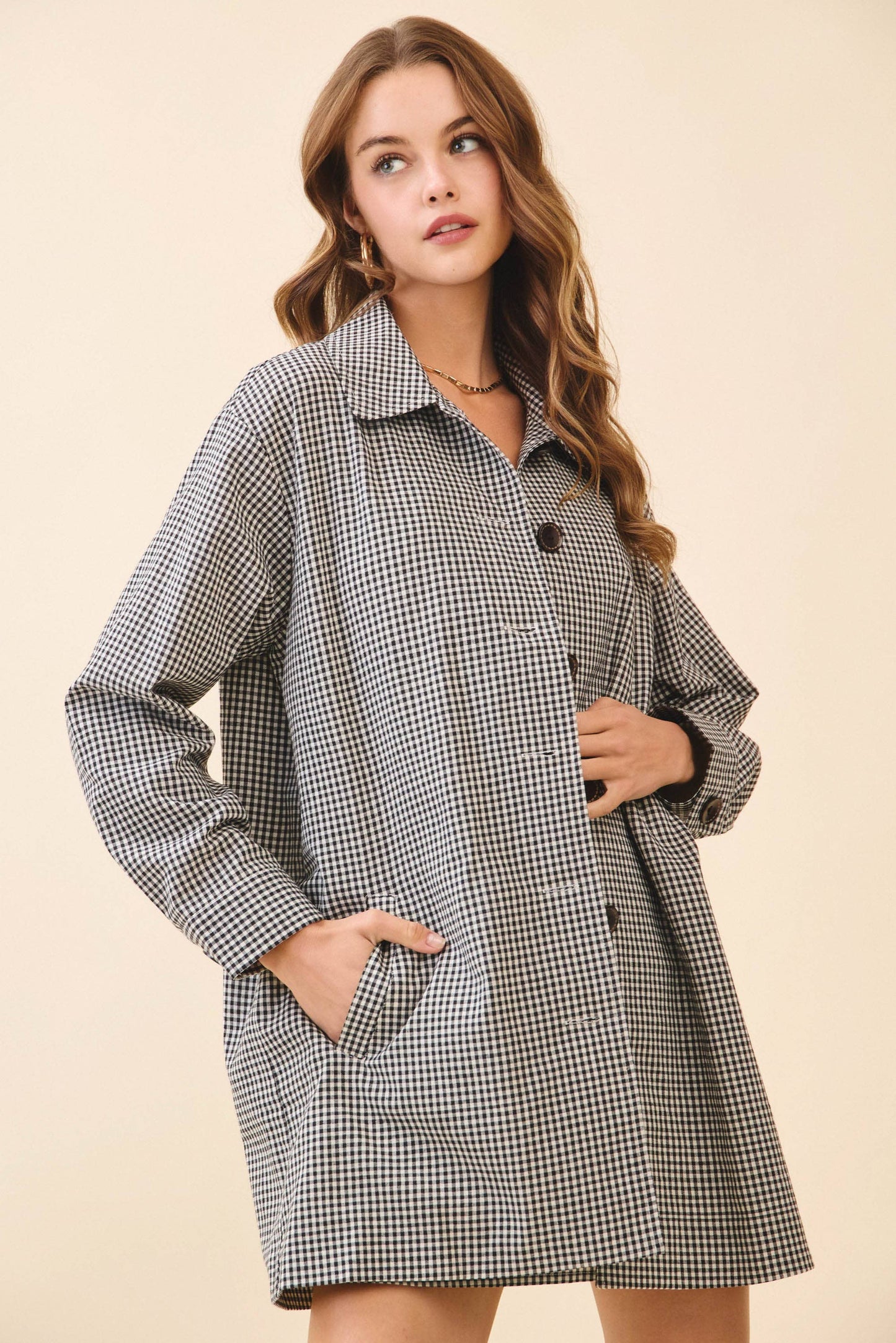 Colette Gingham Button Down Jacket