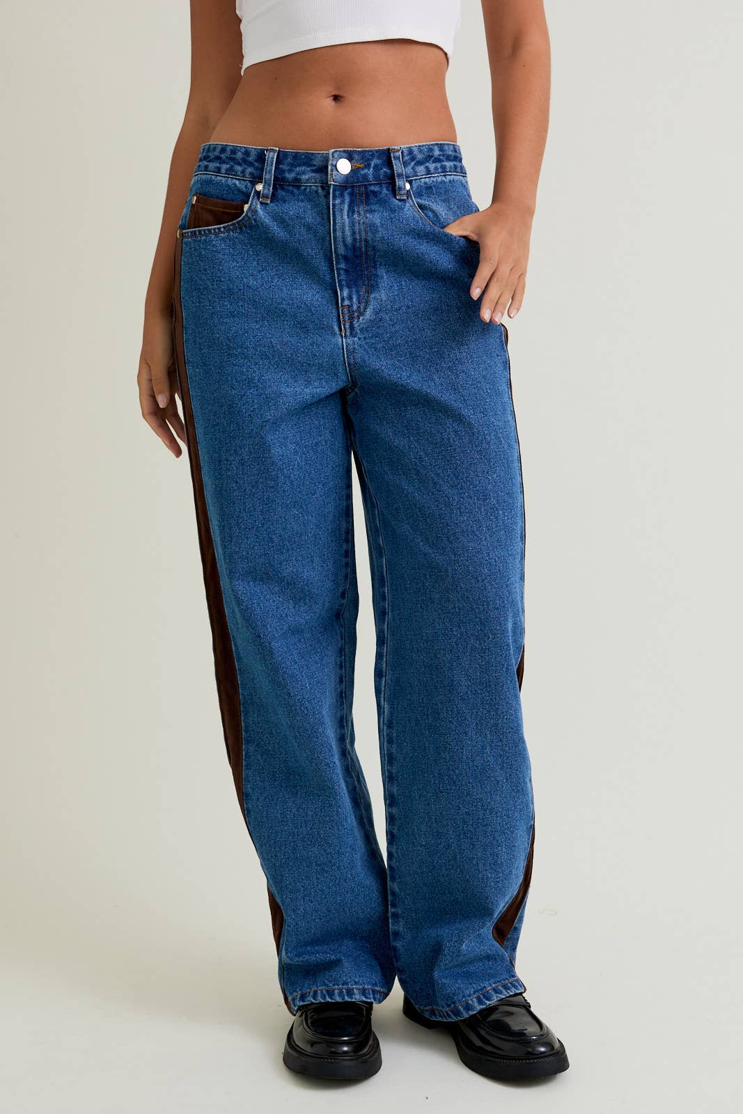 Dallas Contrast Wide Leg Jeans