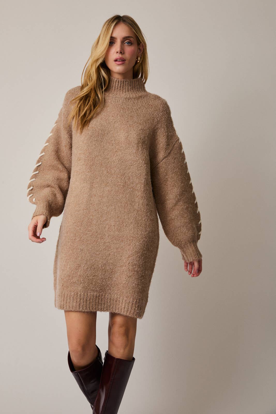 Nina Stitch Sleeve Sweater Dress