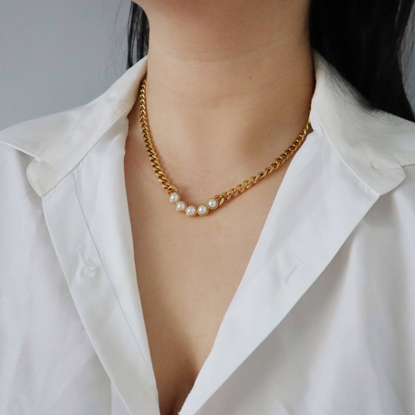 Delphine Pearl Cuban Necklace
