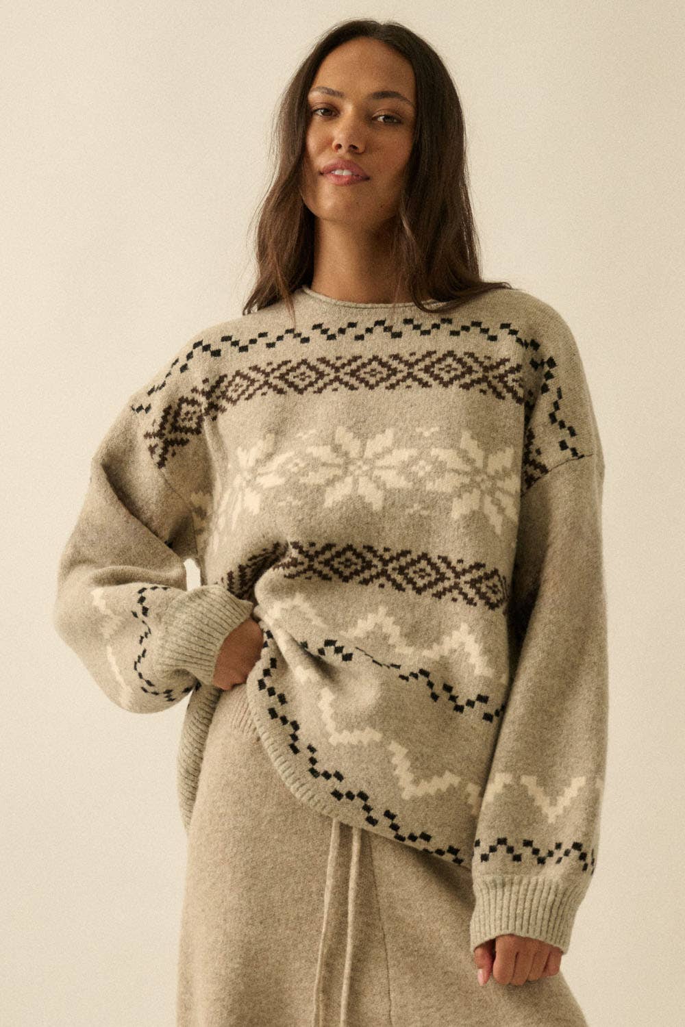 Alpine Snowflake Roll-Neck Sweater