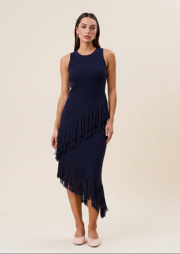 Brooklyn Asymmetric Fringe Dress