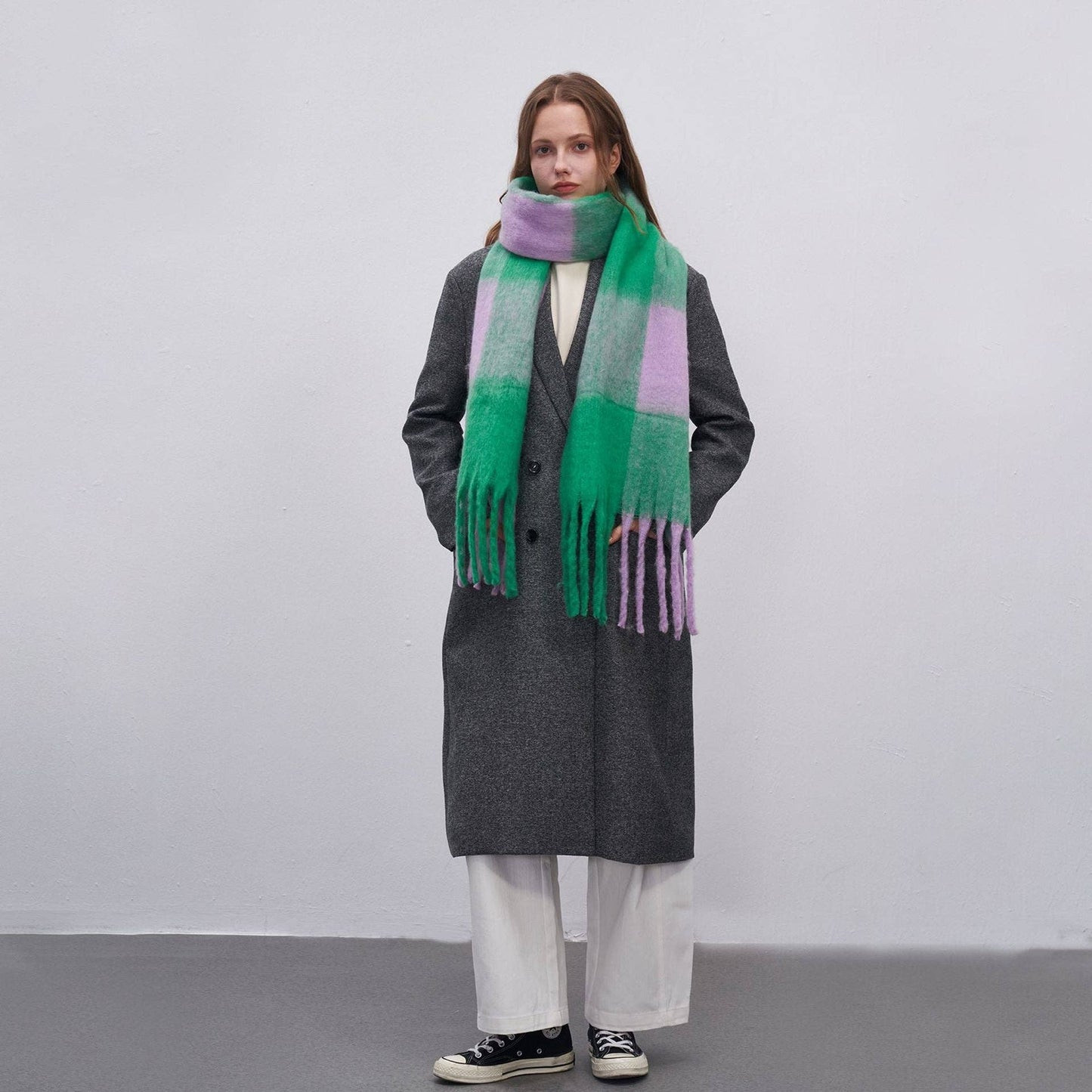 Sadie Plaid Fringe Scarf