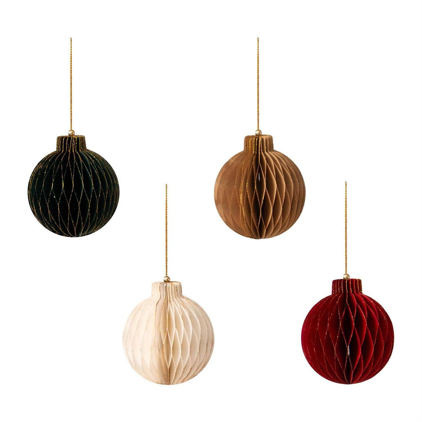 Gold Tipped Honeycomb Round Ornaments