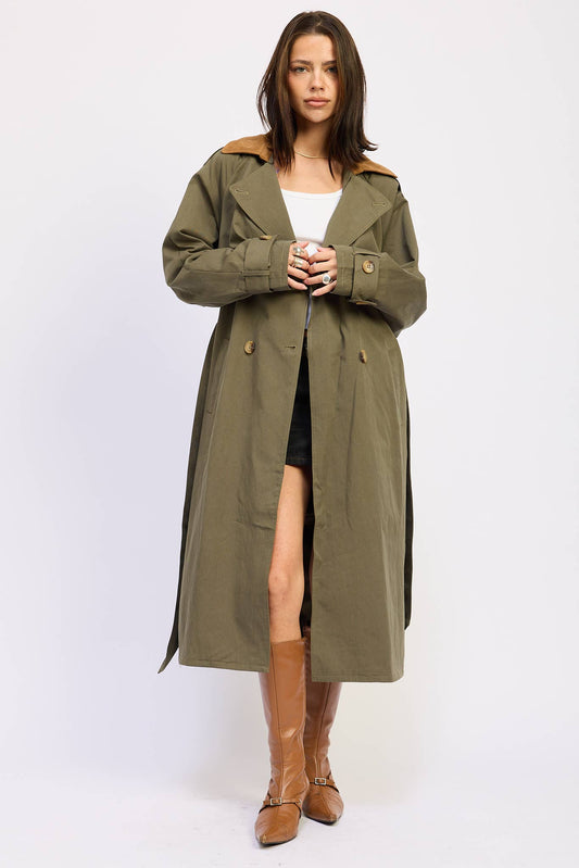 Kalenna Contrast Collar Trench Coat