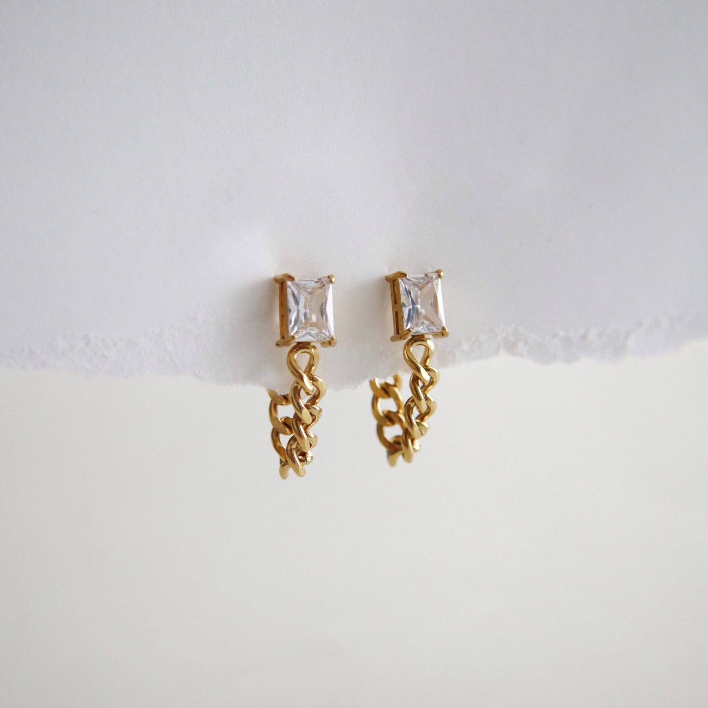 Nova CZ Chain Drop Earrings