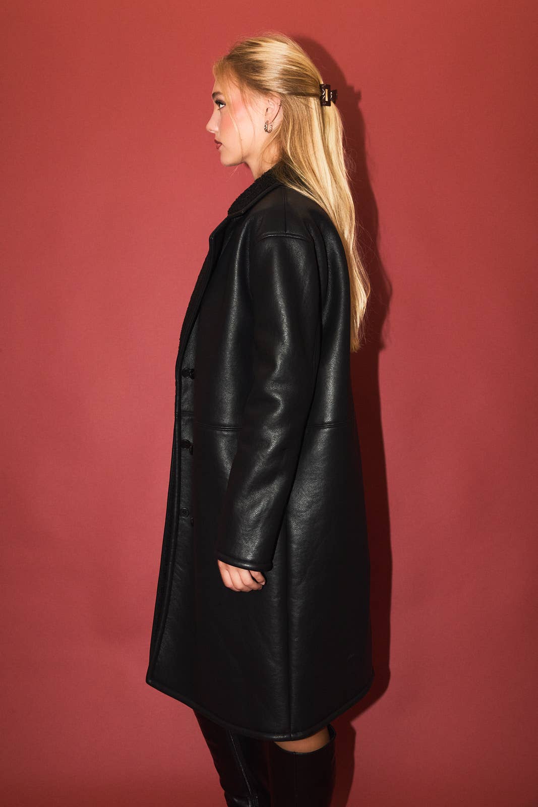Melanie Sherpa Lined Leather Coat