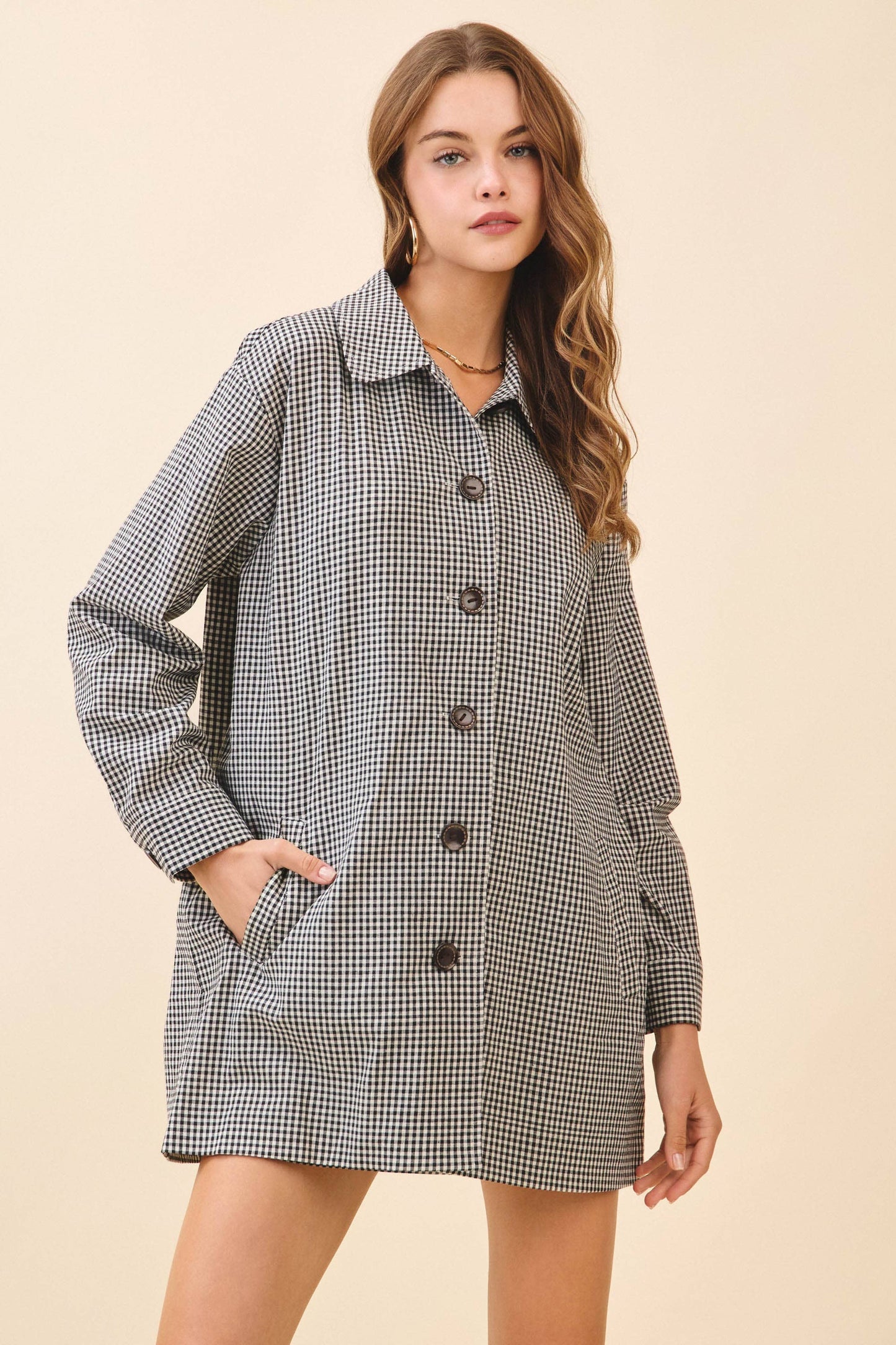 Colette Gingham Button Down Jacket