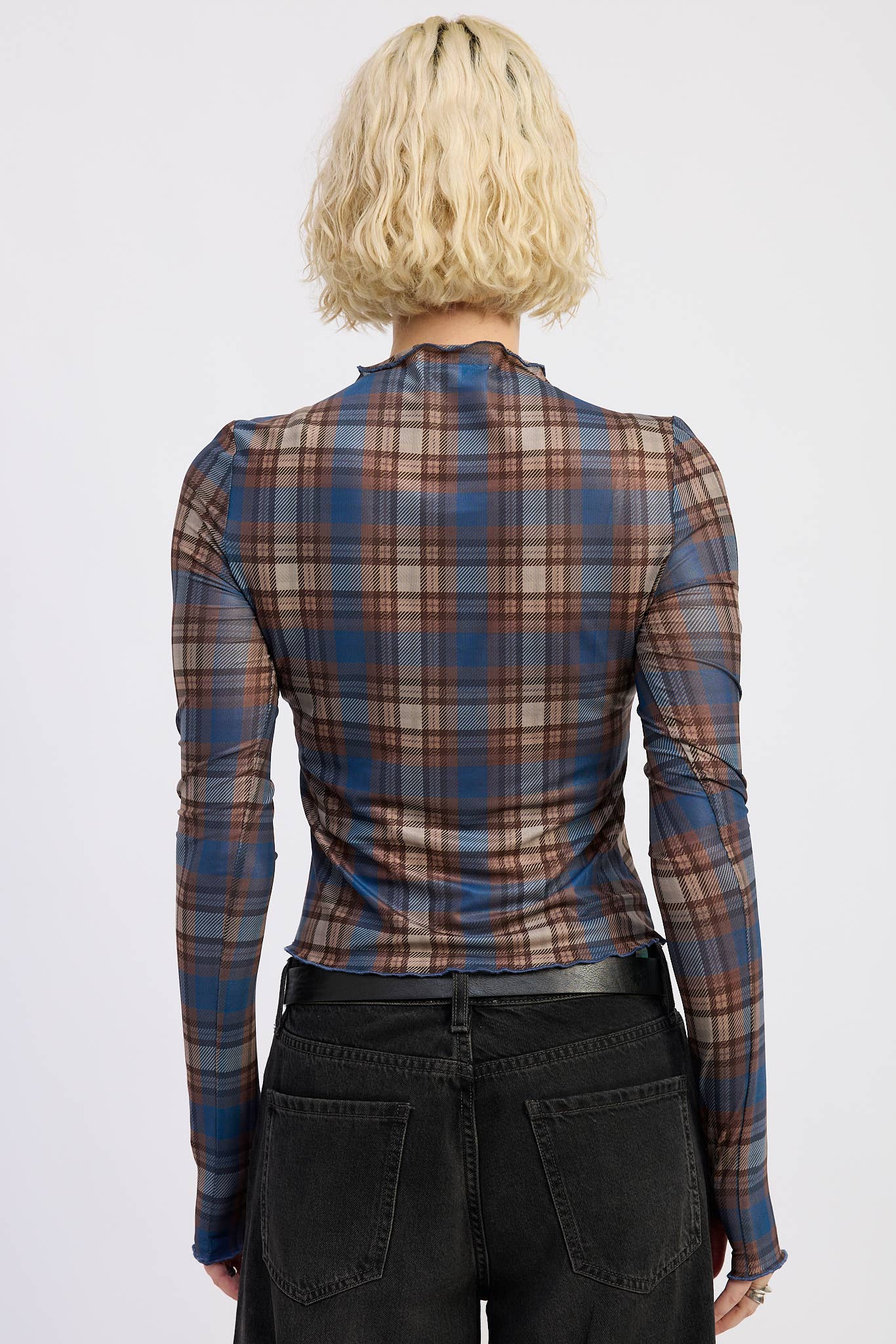 Daria Plaid Mesh Top