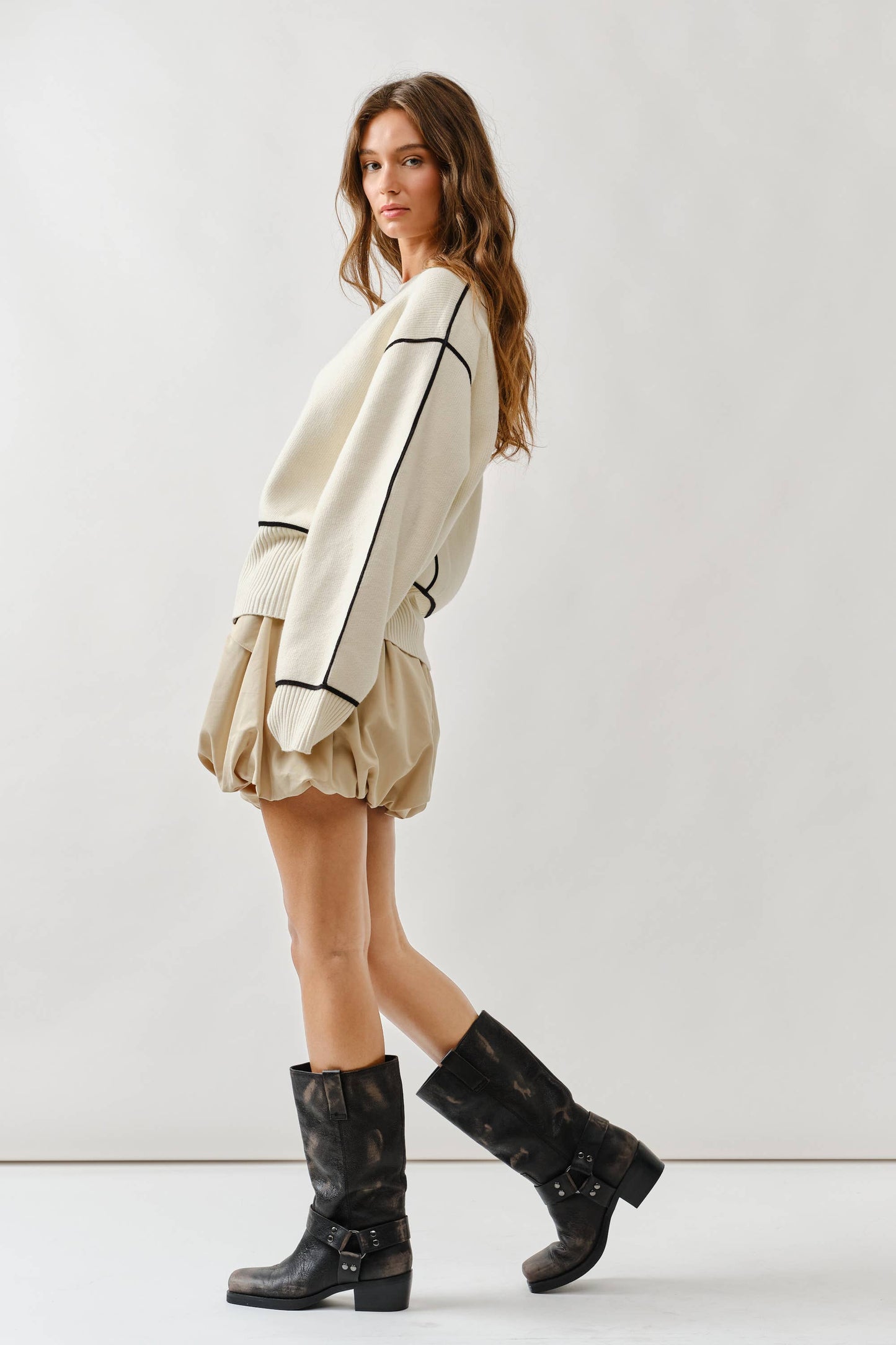 Aria Contrast Stitch Sweater