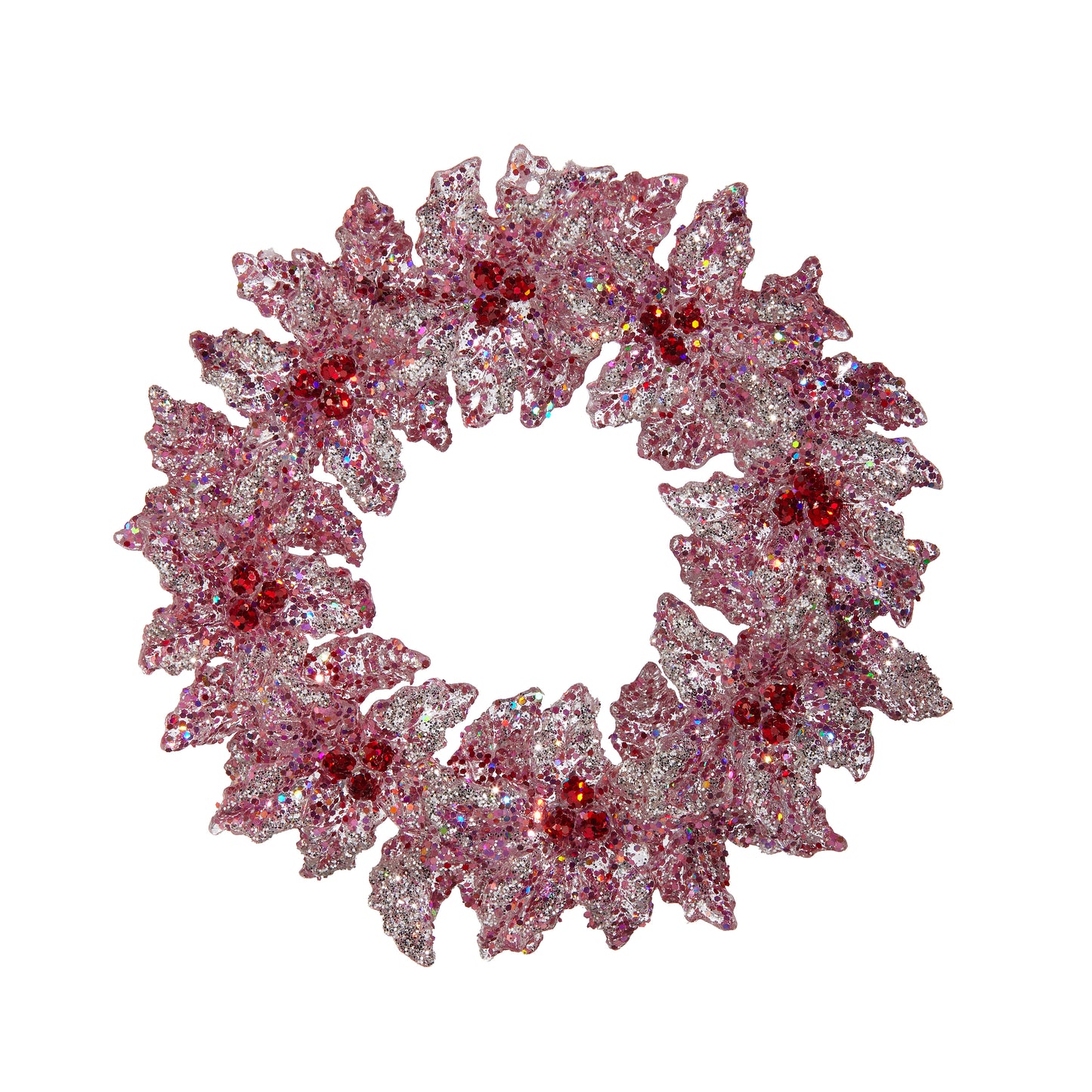 5.25" Glittered Wreath Ornament - Pink