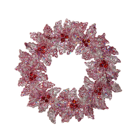 5.25" Glittered Wreath Ornament - Pink