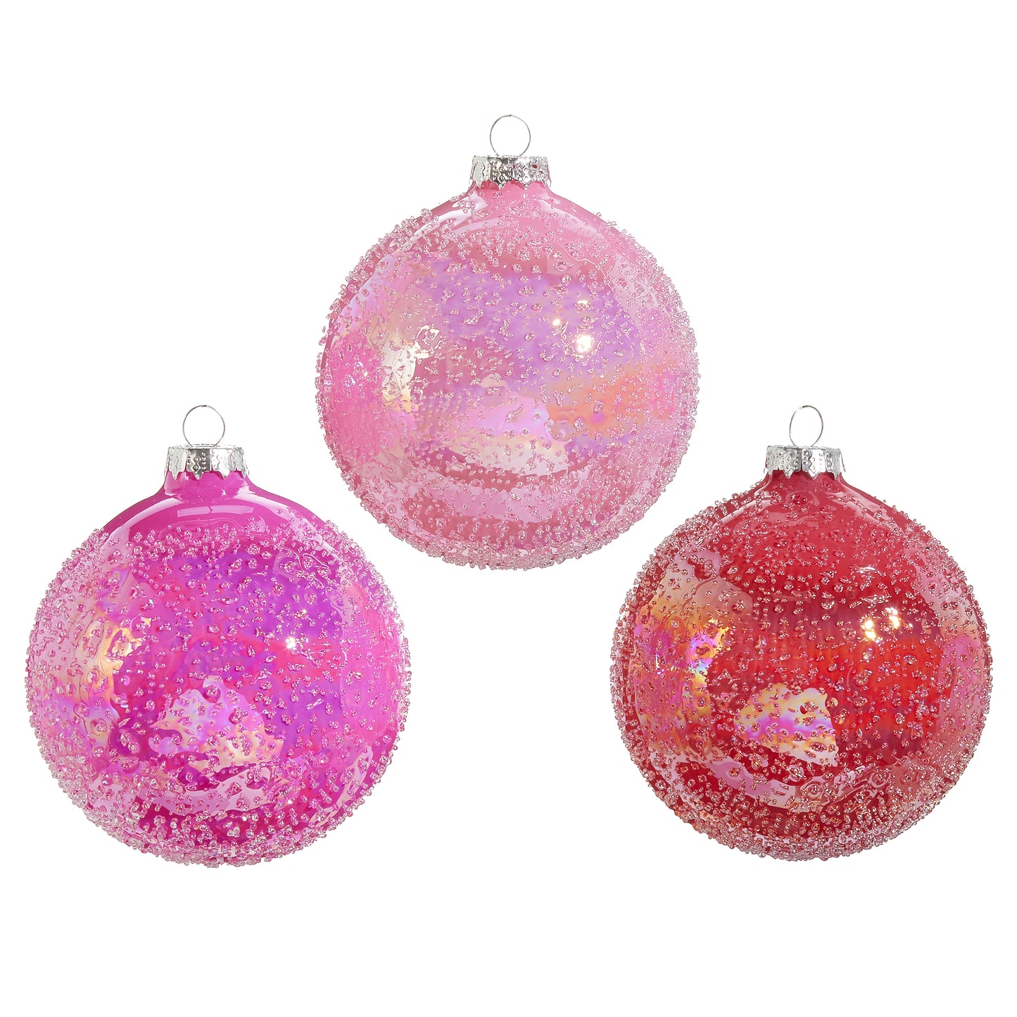4" Pink Joy Iridescent Ball Ornaments