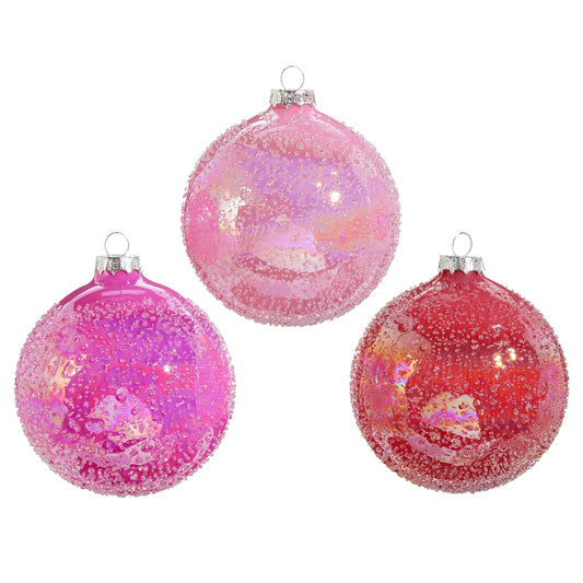4" Pink Joy Iridescent Ball Ornaments