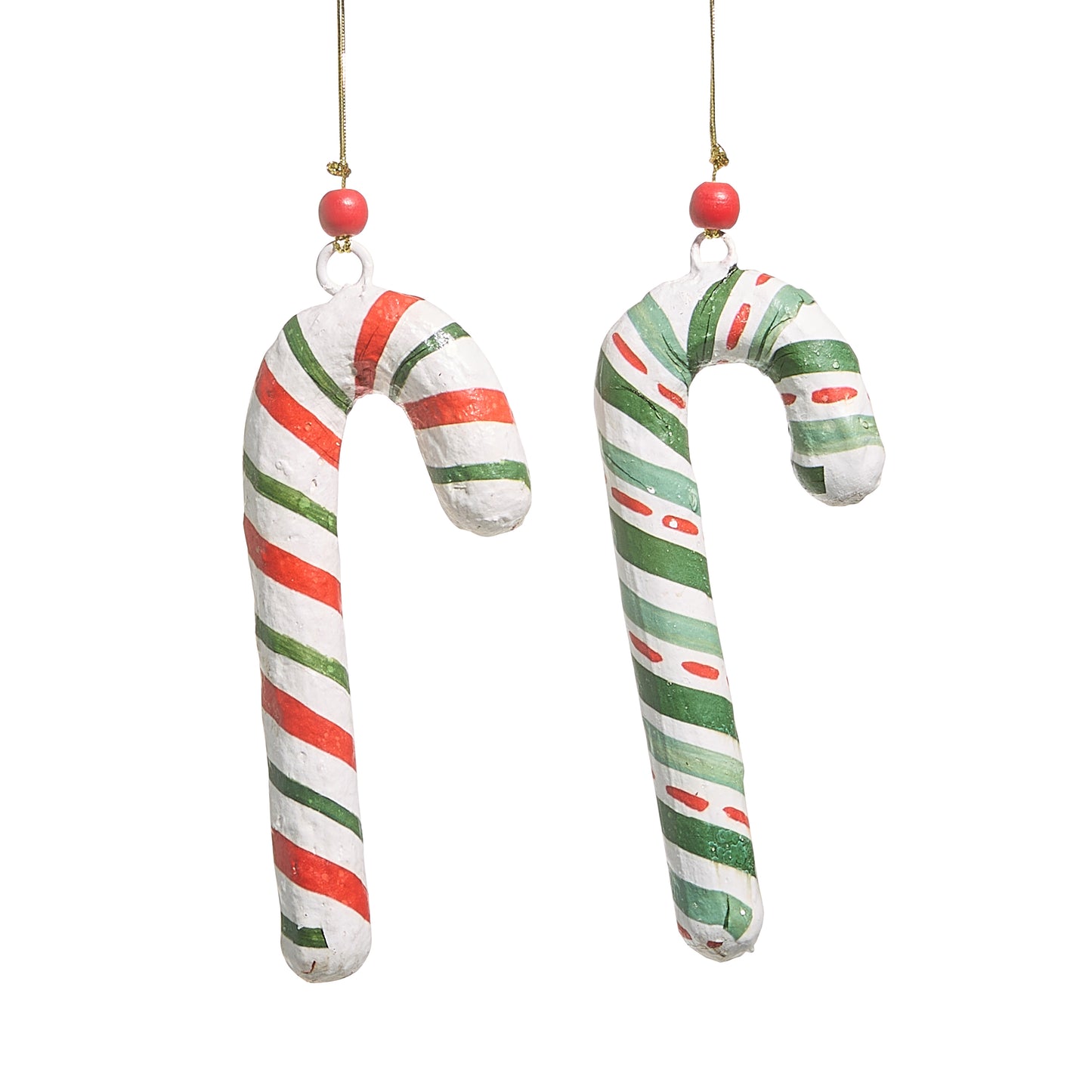 7" Paper Mache Candy Cane Ornaments