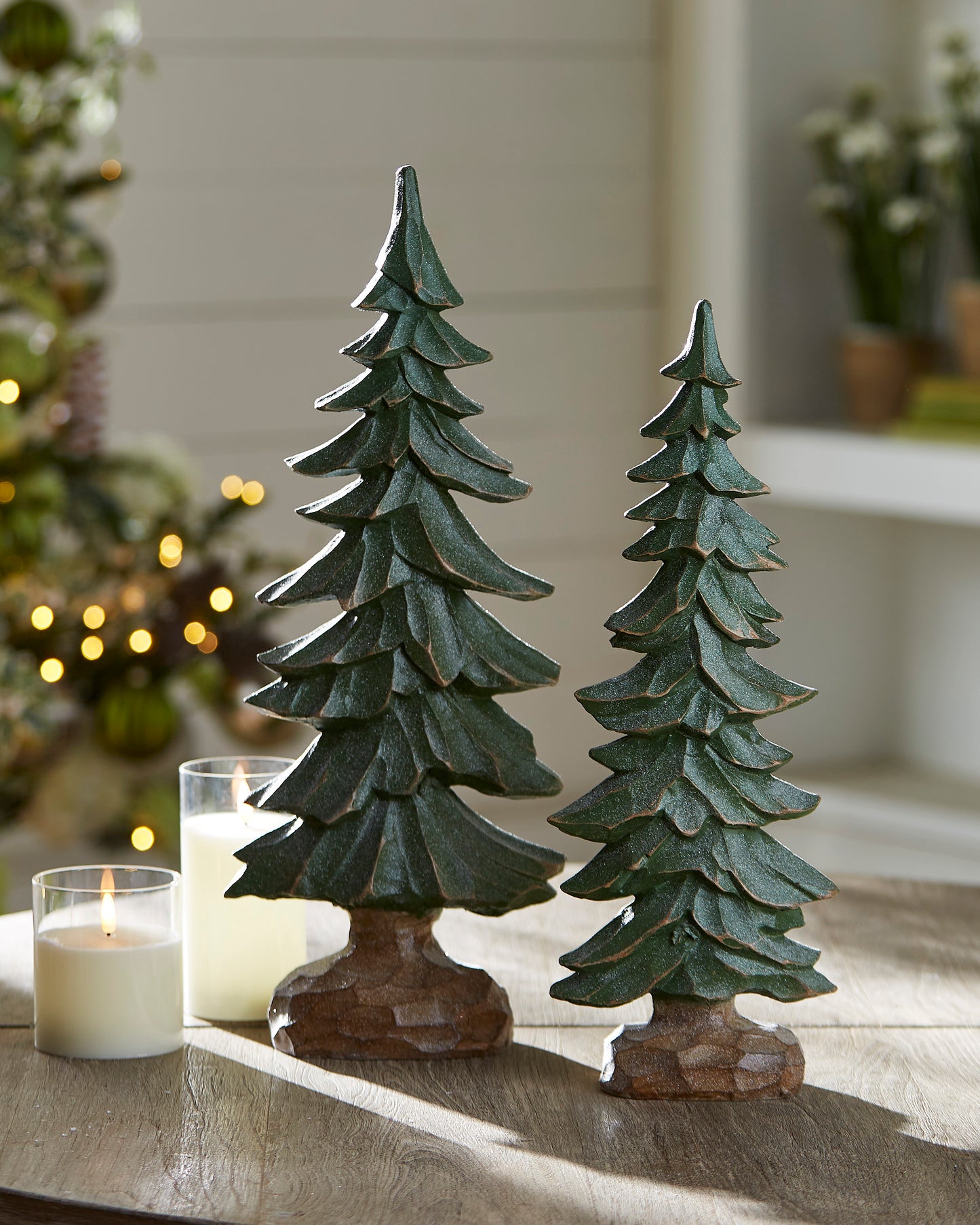 Iced Carved Pine Trees -Two Sizes