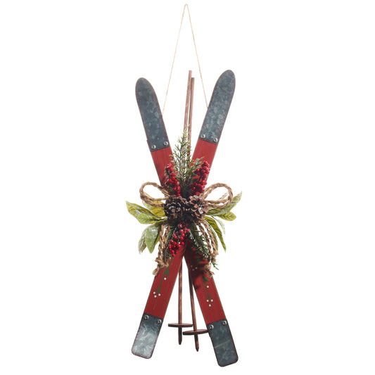 21.5" Crossed Red Ski Ornament