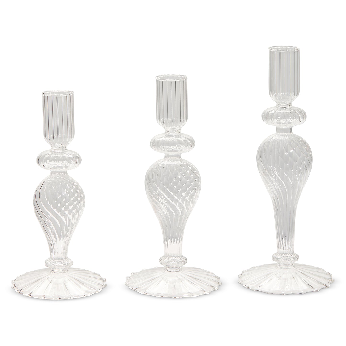 Textured Glass Candle Sticks