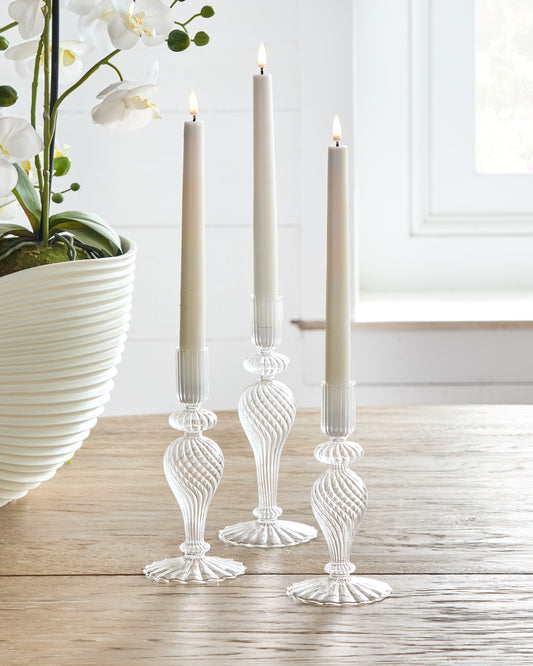Textured Glass Candle Sticks