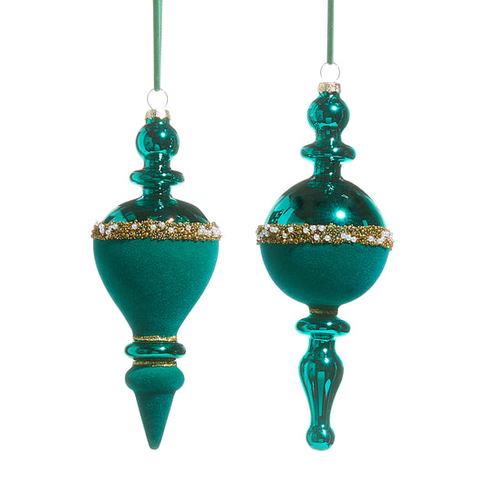 7" Jade Pearl Banded Velvet Finials