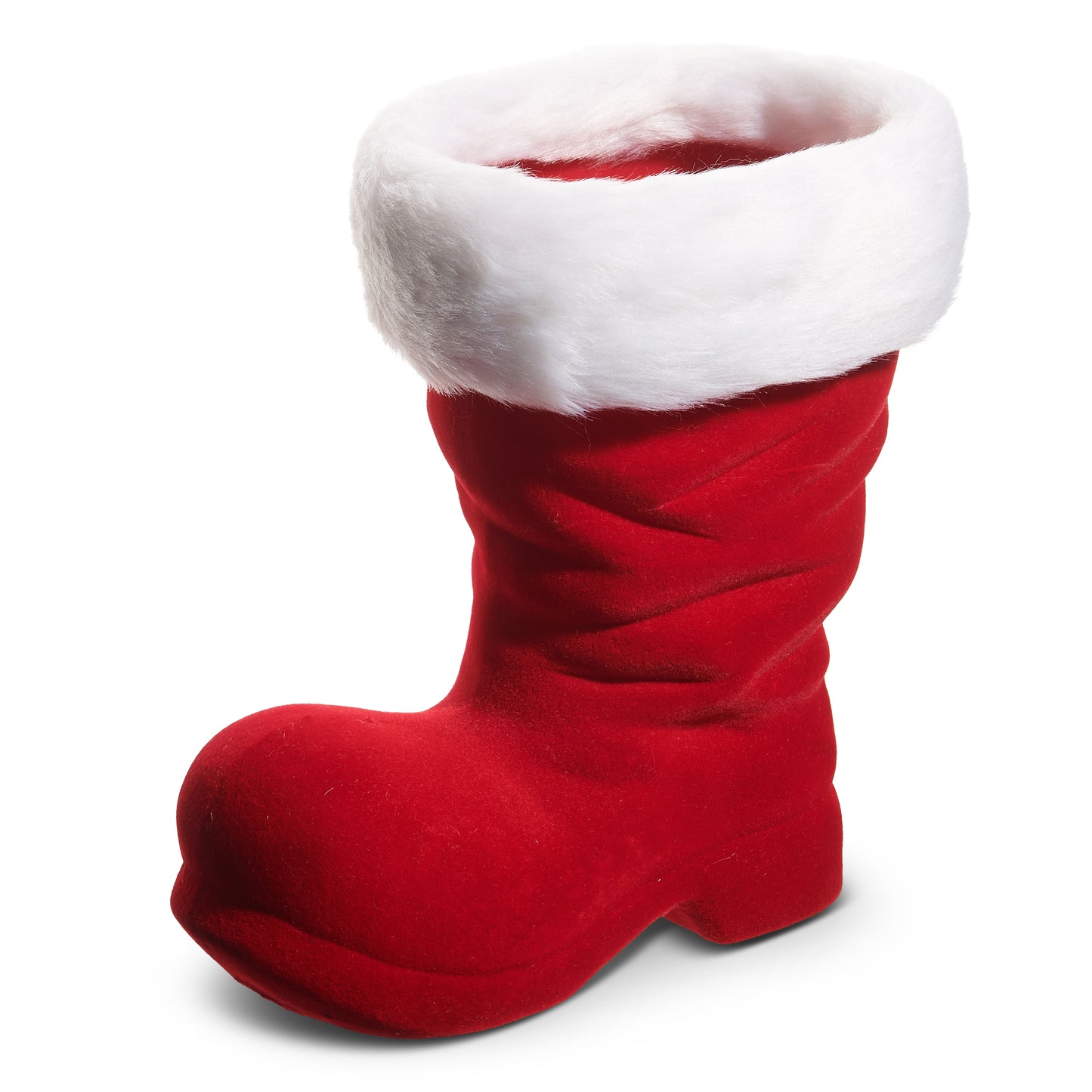 10.5" Flocked Santa Boot Vase