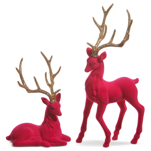 13" Flocked Pink Deer - Two styles