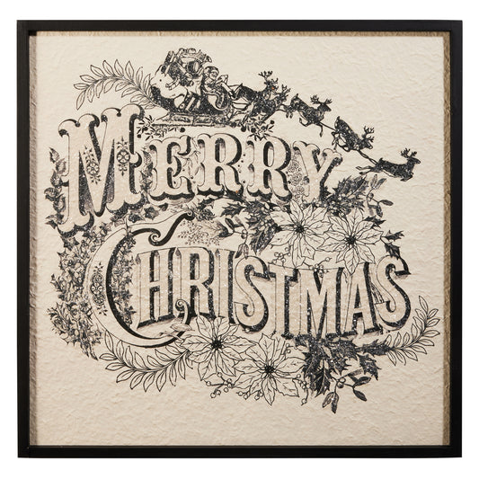 22" Vintage Merry Christmas Wall Art