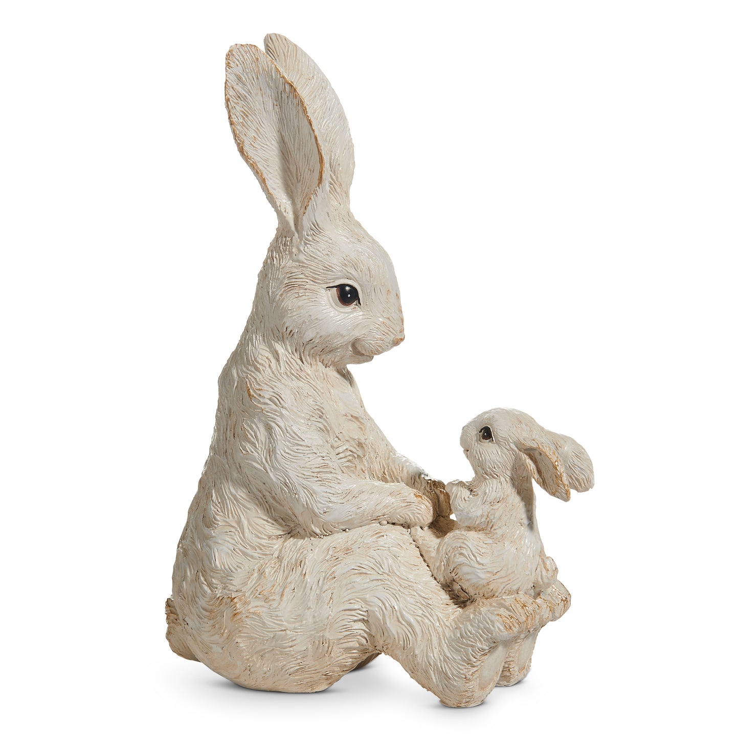 7.25" White Bunny And Baby