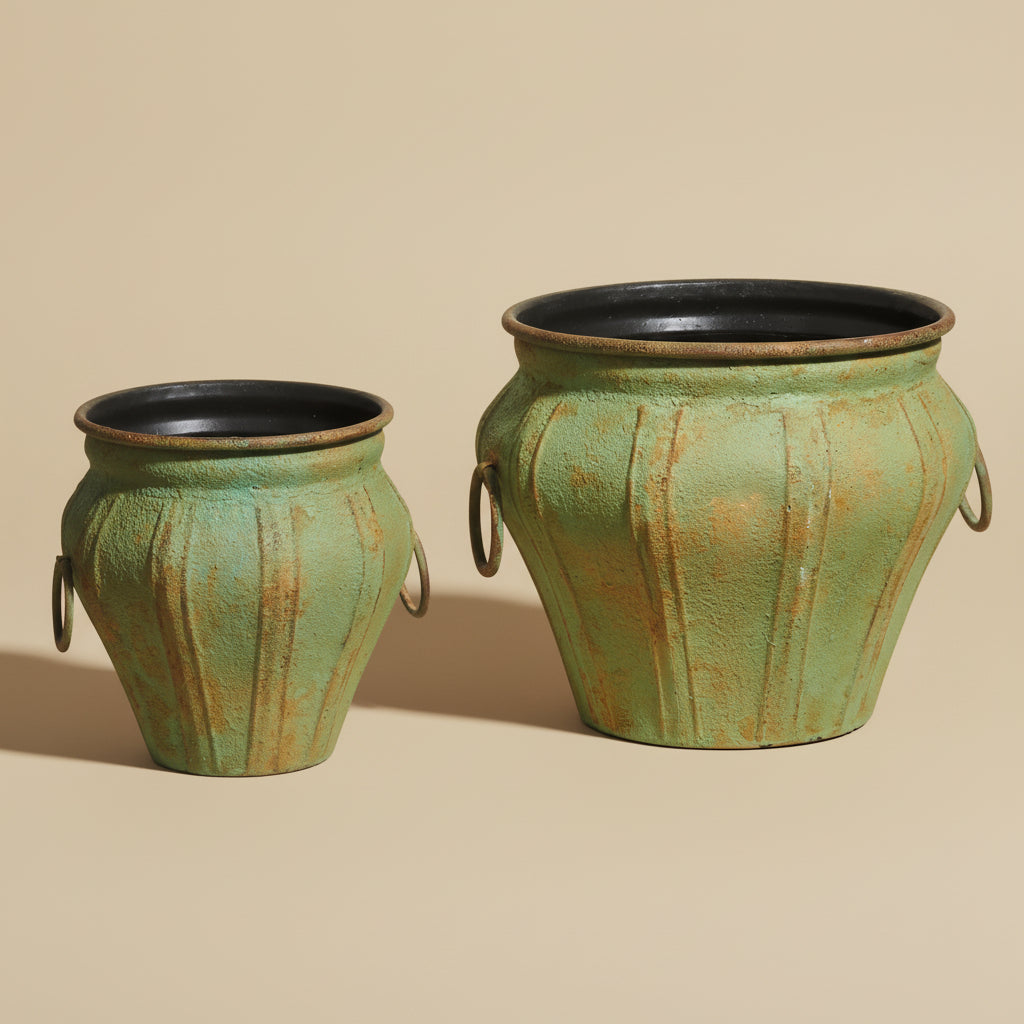13.5" Patina Metal Pots