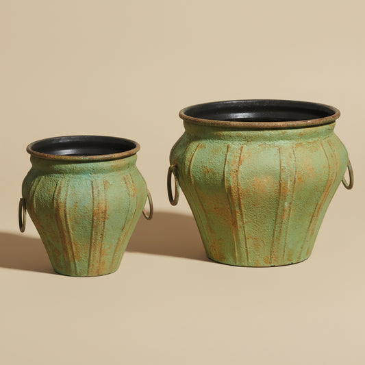 13.5" Patina Metal Pots