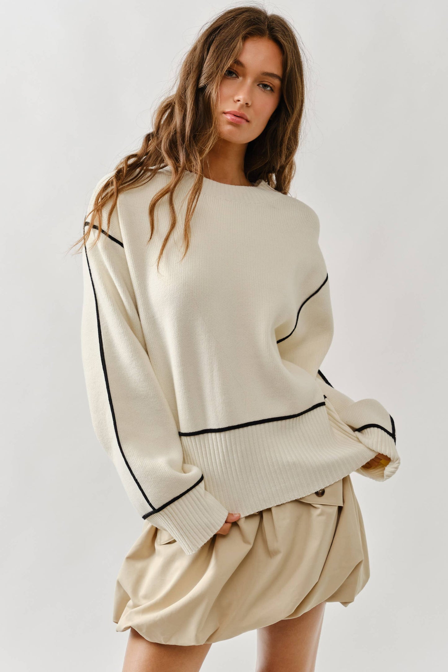 Aria Contrast Stitch Sweater