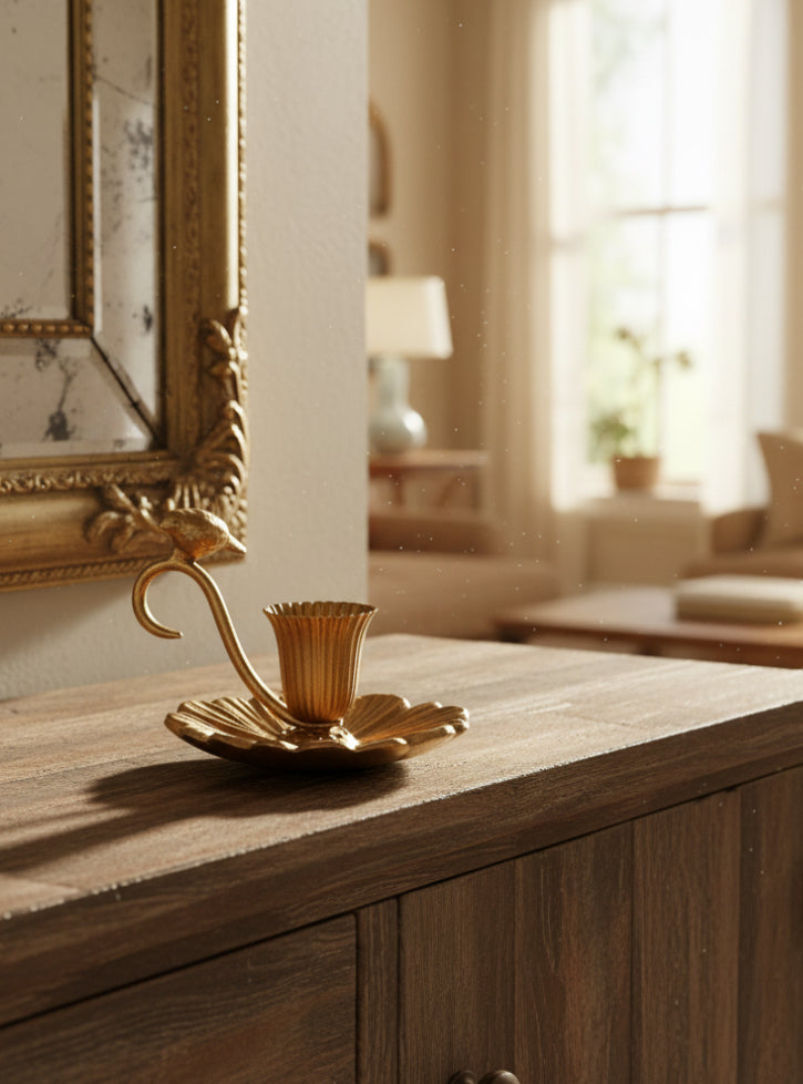 5.25" Gold Bird Candle Holder