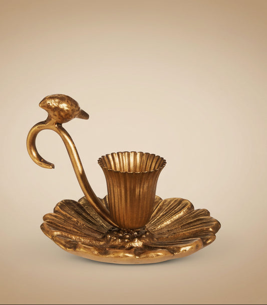 5.25" Gold Bird Candle Holder