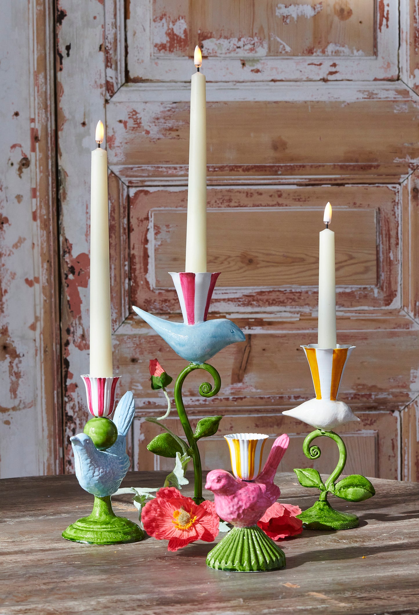 6.75" Bird Candlesticks