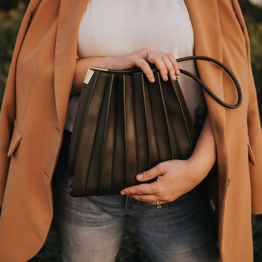 Carrie Pleated Shoulder Bag- Olive